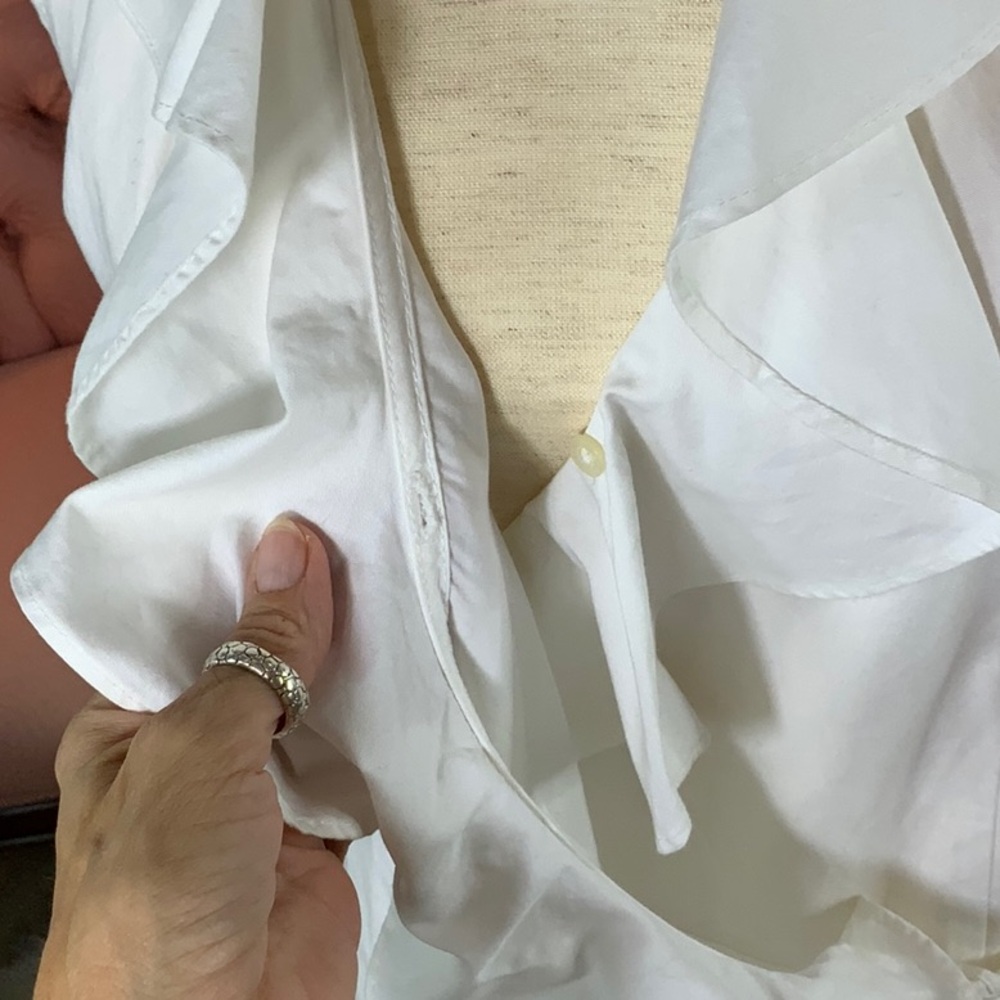 LRL Ralph Lauren White Summer classic wrap Dress with a ruffle V - Picture 9 of 14